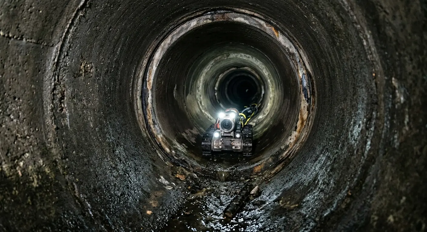 Robotic sewer camera inspecting pipe interior for Sewer Line Repair in Cottage Grove